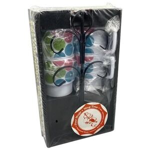 Vintage Texas-Ware Melamine Mug Set Tree Polka Dots NOS Thermo‎ Plastic